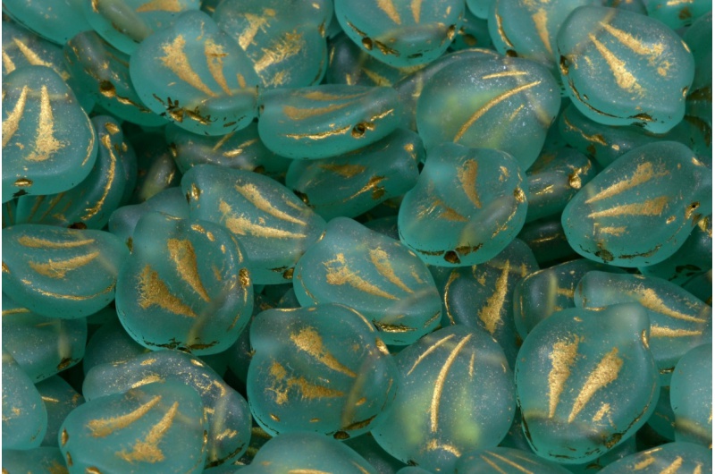 Peony petal sziromgyöngy - matt emerald gold
