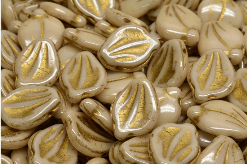 Peony petal sziromgyöngy - beige gold