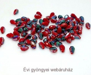 Cseh drop gyöngy - red jade2 3mmx5mm