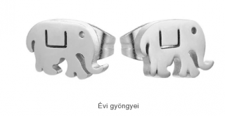 Nemesacél fülbevaló - elefánt áttört ezüst