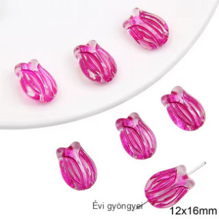 Tulipánvirág gyöngy - átlátszó éss pink